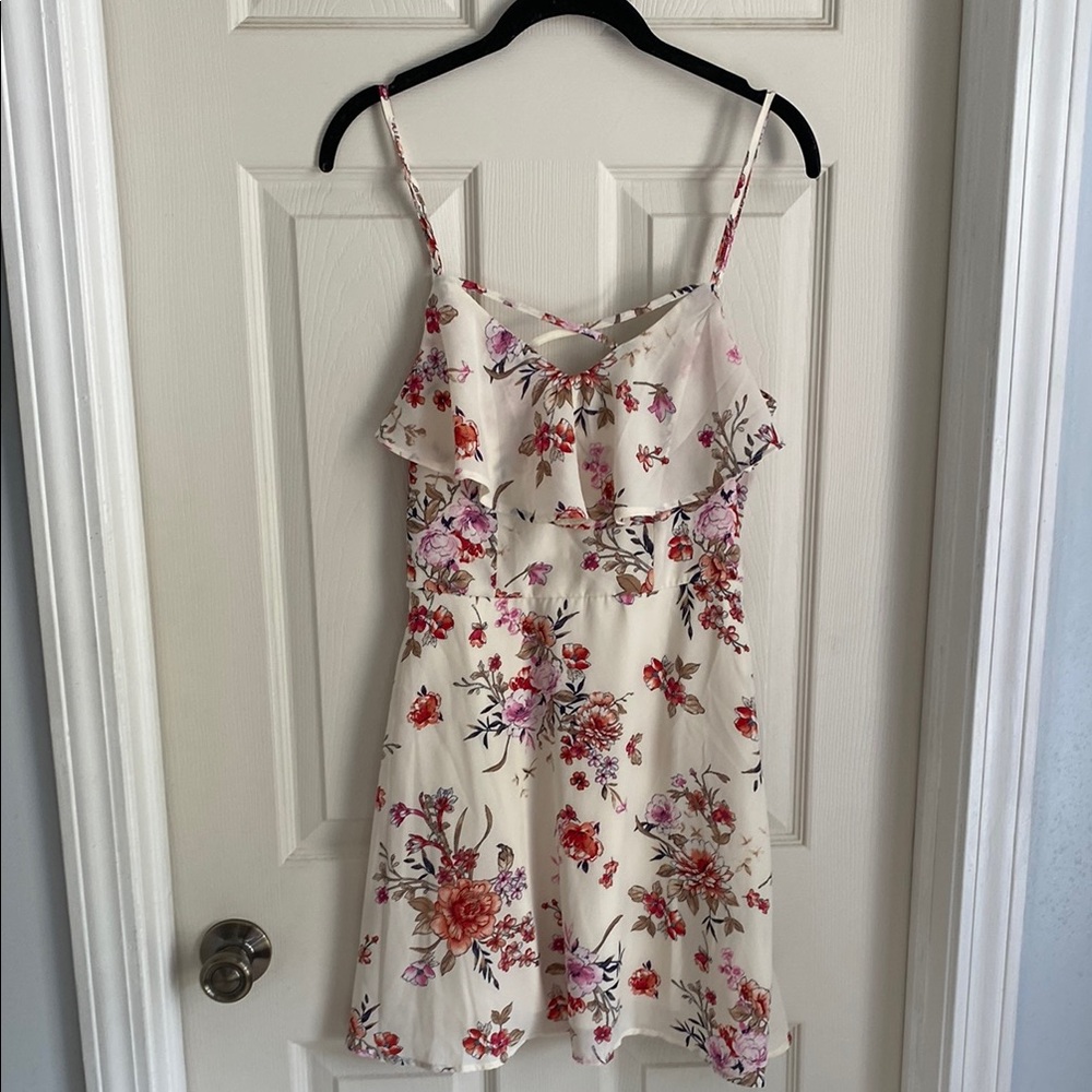 Trixxi Floral Dress - Cream and Pink